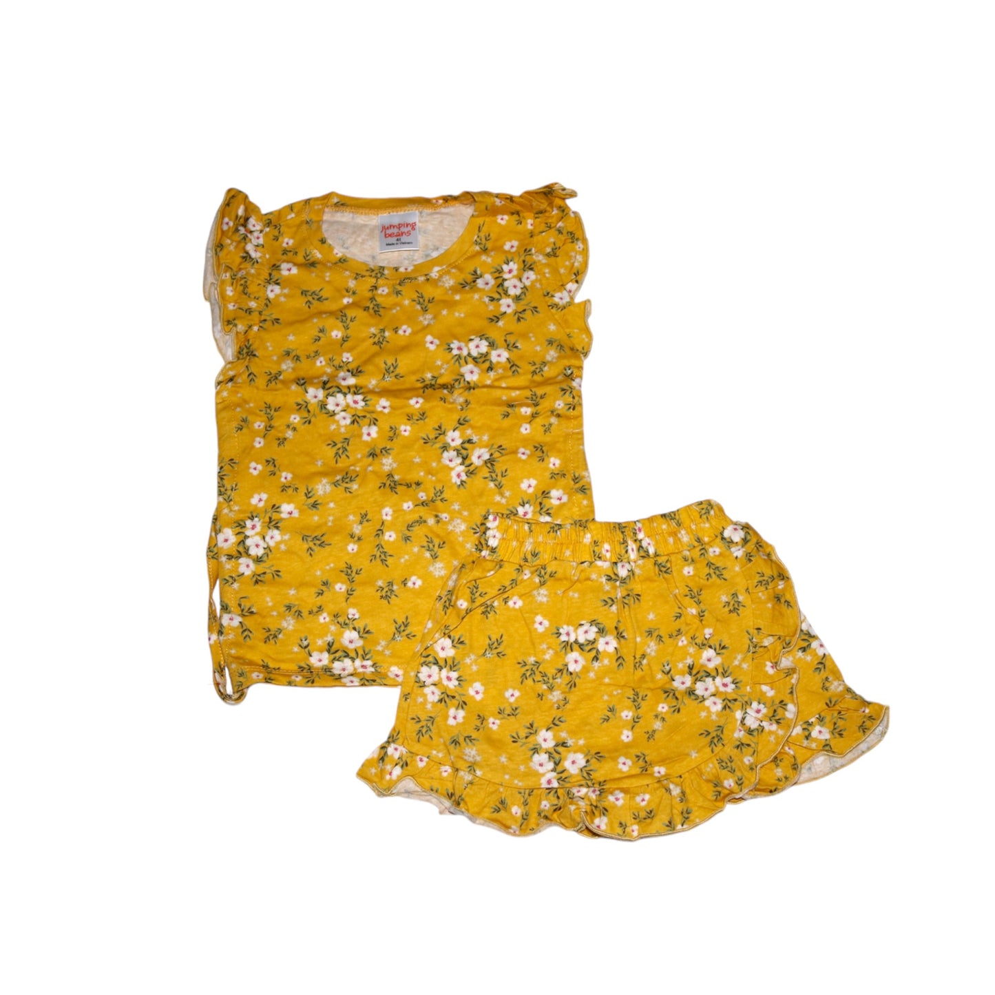 Summer Flower Ruched Top & Skorts - Yellow