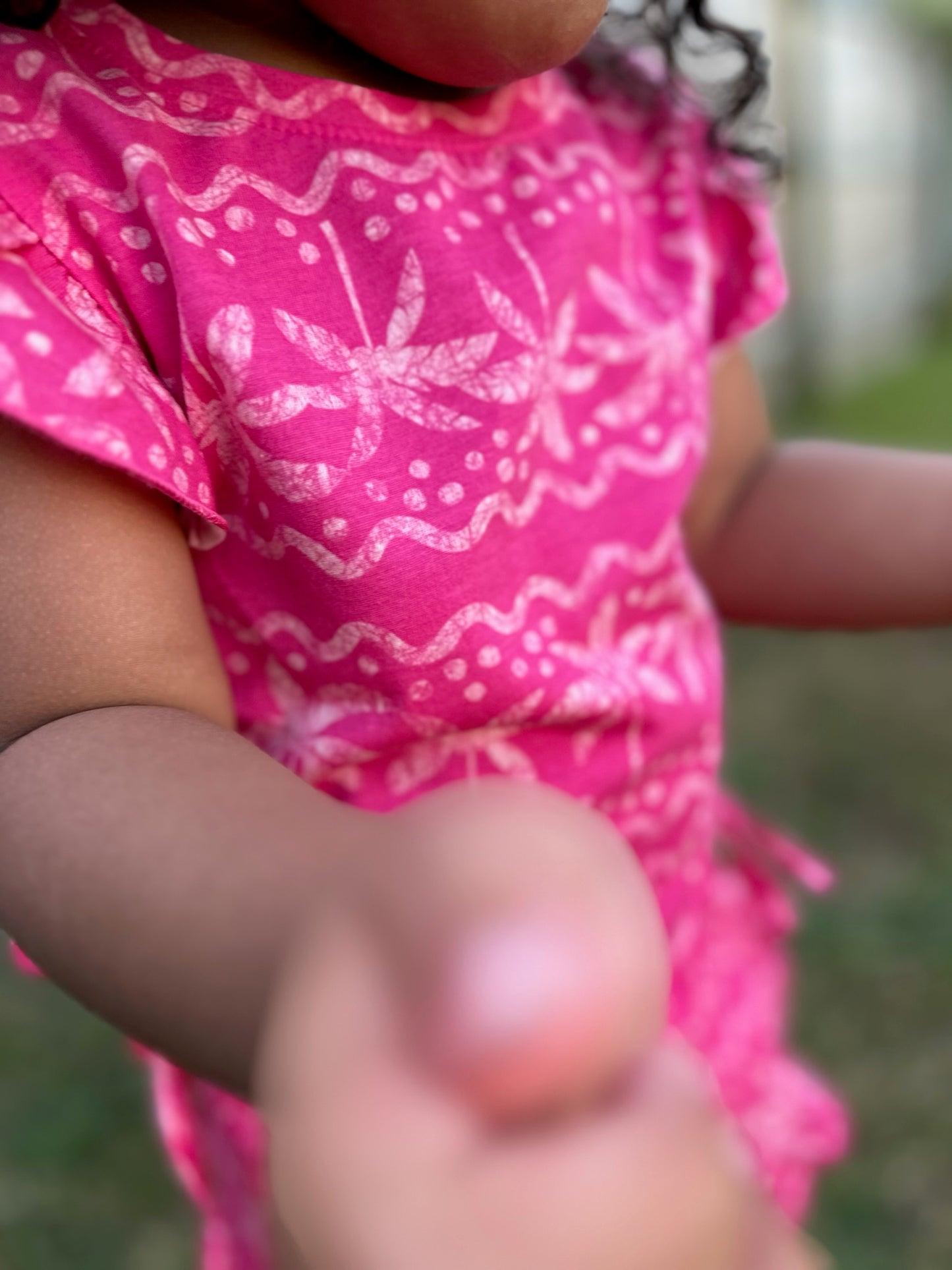 Tropical Palm Tree Ruched Top & Skorts - Pink