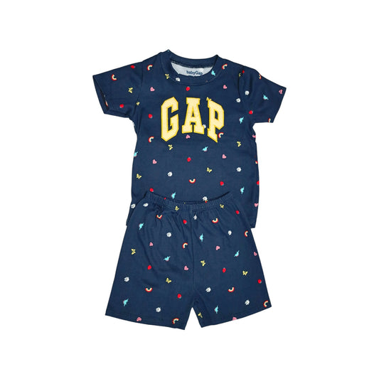 Mini Moji's T-Shirt & Shorts - Navy Blue